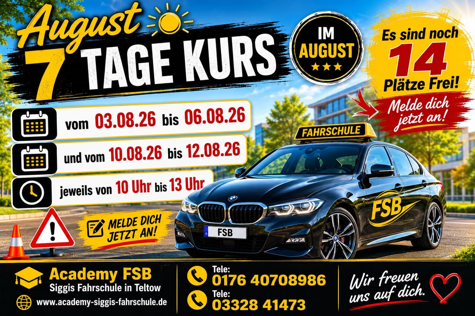 Theorie in 7 Tagen vom 03.08. - 12.08.2026 ab 10 Uhr
