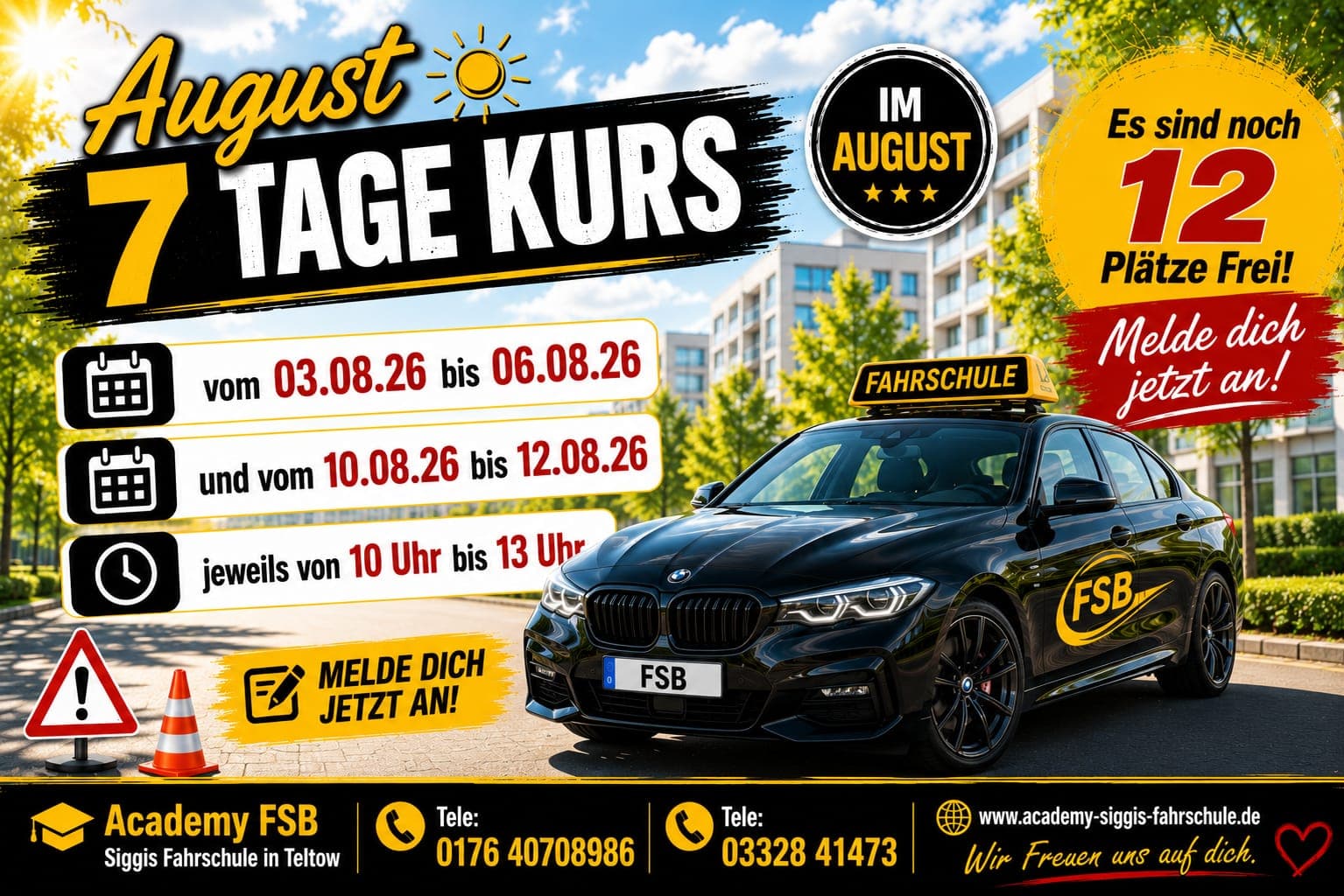 Theorie in 7 Tagen vom 03.08. - 12.08.2026 ab 10 Uhr
